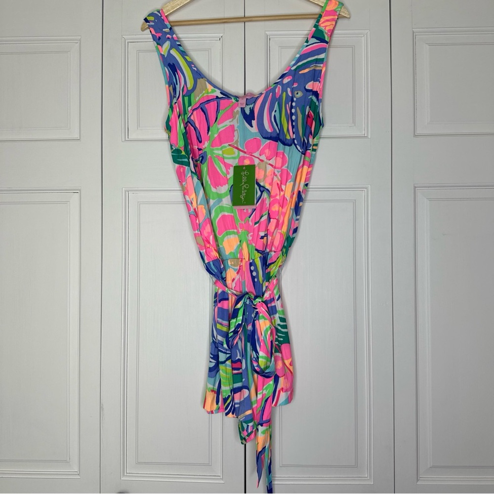 Lilly Pulitzer NWT Rina Romper Size Medium Exotic Garden Multicolor Beachy New